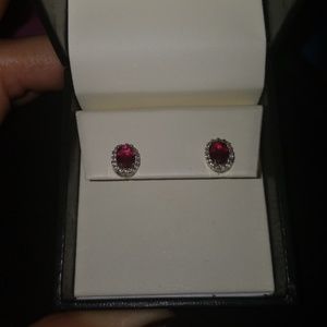 Ruby and .25 ct tw diamond earings